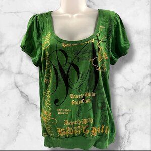 Beverly Hills Polo Club Green Women's Top Keyhole Back Short Sleeve‎ Size 1X
